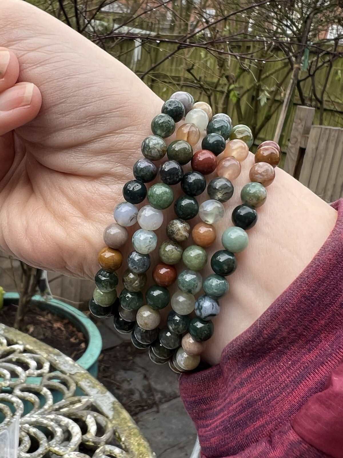 Ocean Jasper Crystal Beaded Bracelet 6mm