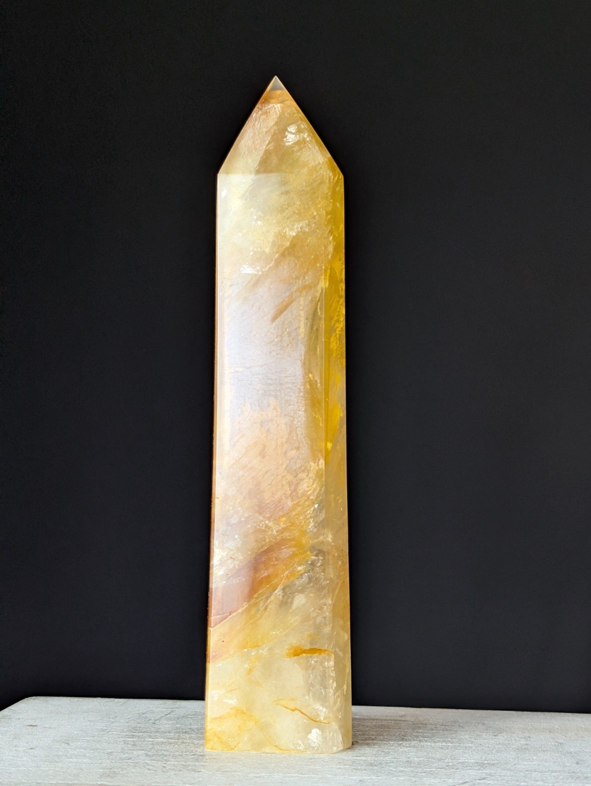 Golden Healer Tower Crystal Point Large Big Gemstone Chakra Reiki
