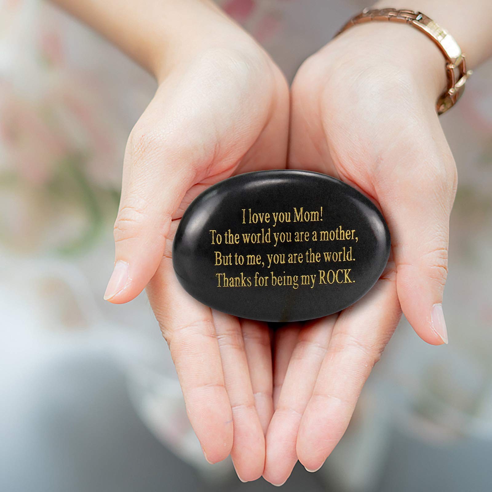 Mothers Day Gifts for Mom from Son – You Are My Rock Gift with Rose, Birthday…