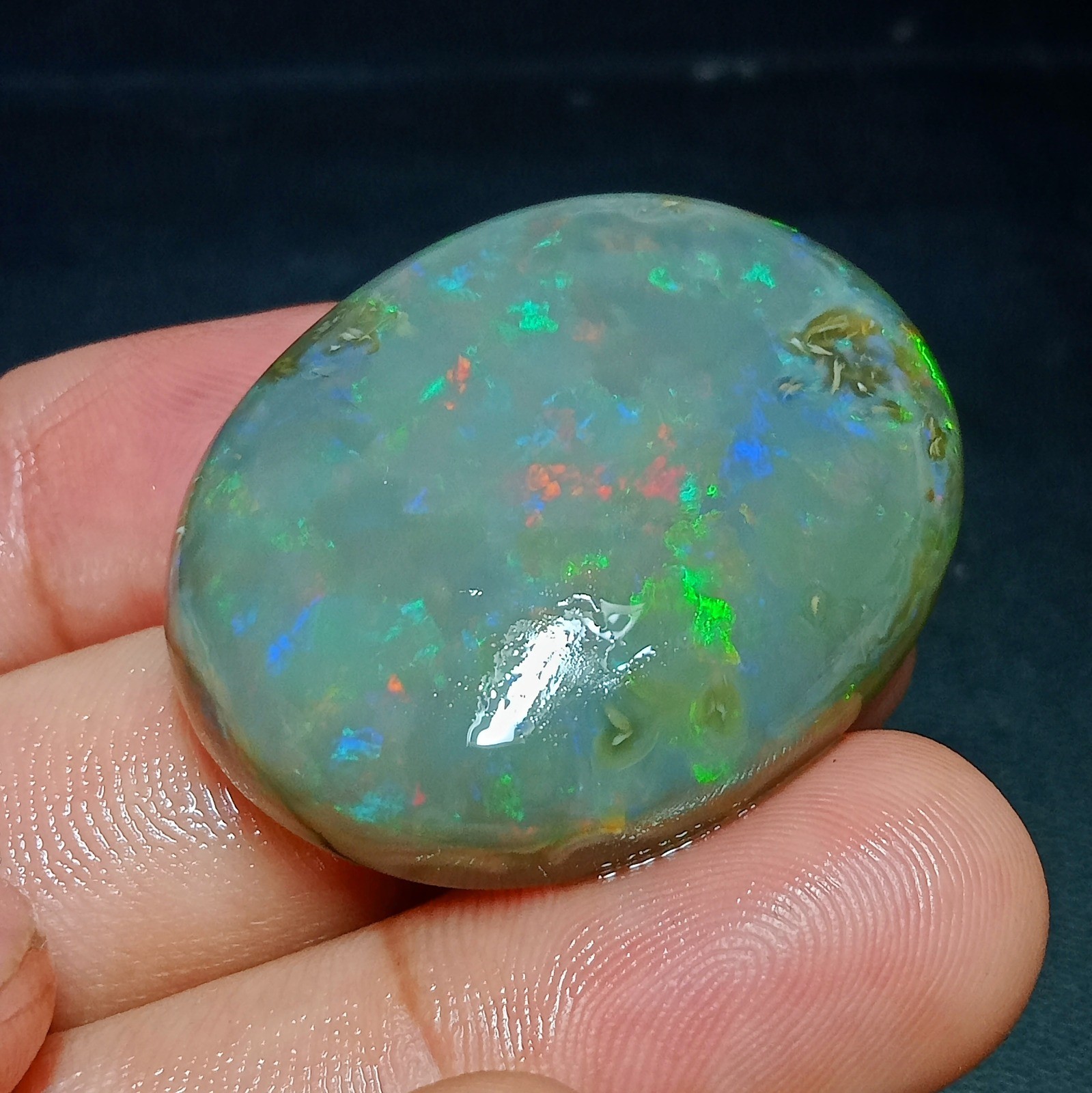 Ethiopian 68ct Crystal Opal Cabochon – Multicolor Fire w/ Natural Matrix