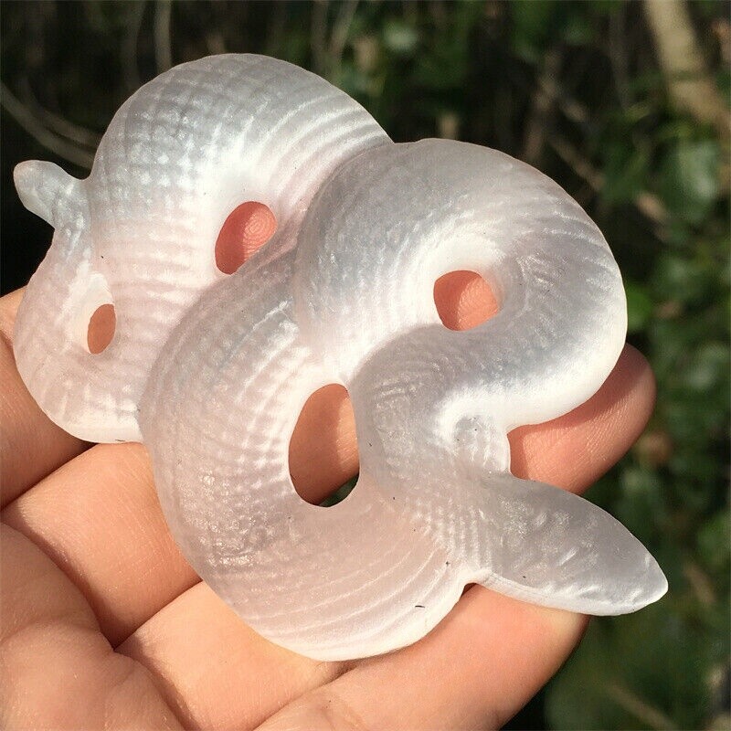 3″ Natural Selenite Snake Skull Carved Quartz Crystal Skull Reiki Healing 1/2Pcs