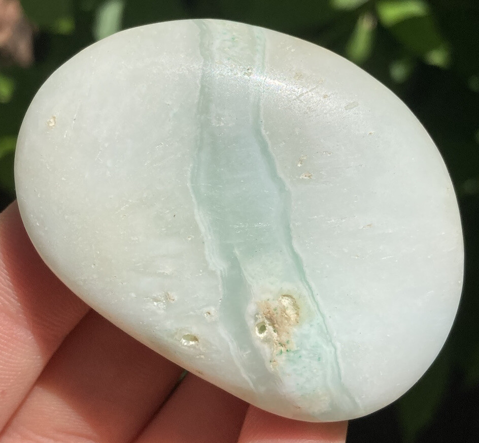 Handmade Polished BLUE ARAGONITE Healing Crystal Palm Stone KIPUSHI CONGO 2.4″
