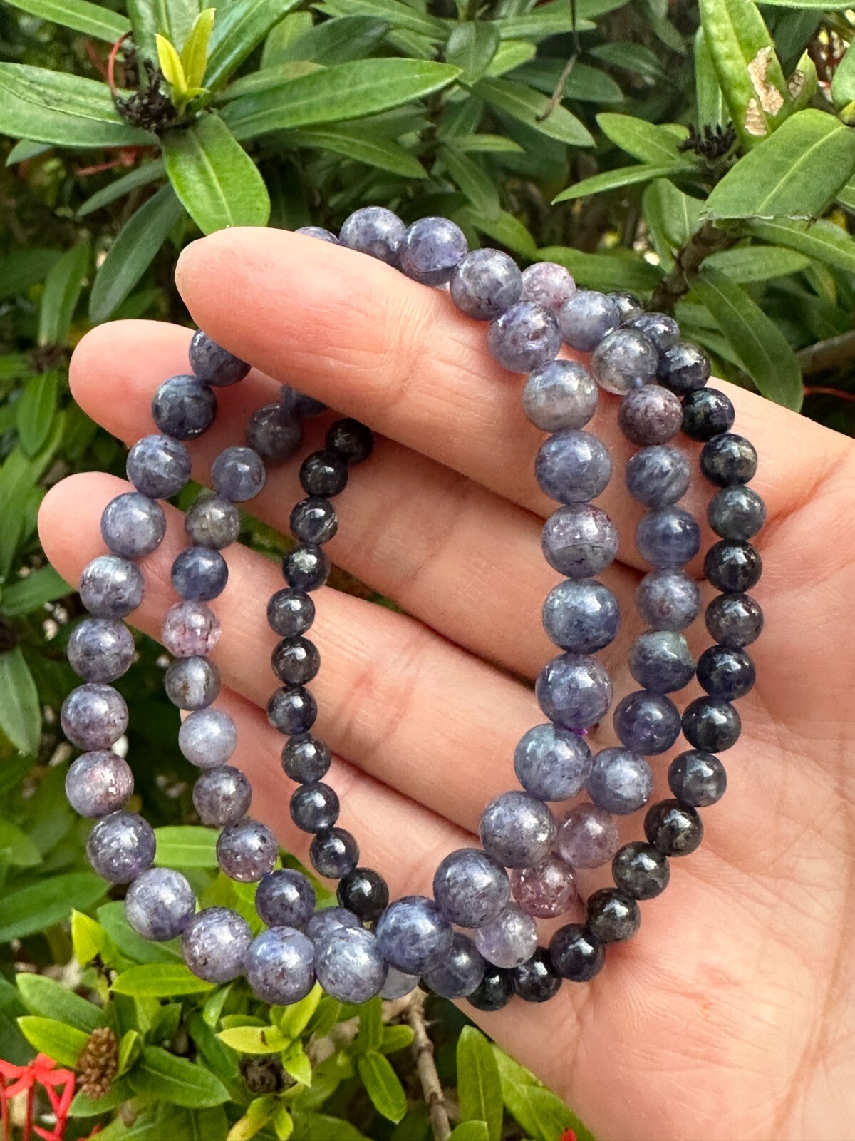 Grade A++ Iolite Crystal Bead Bracelet 5-9mm, Genuine Iolite Gemstone Bracelet