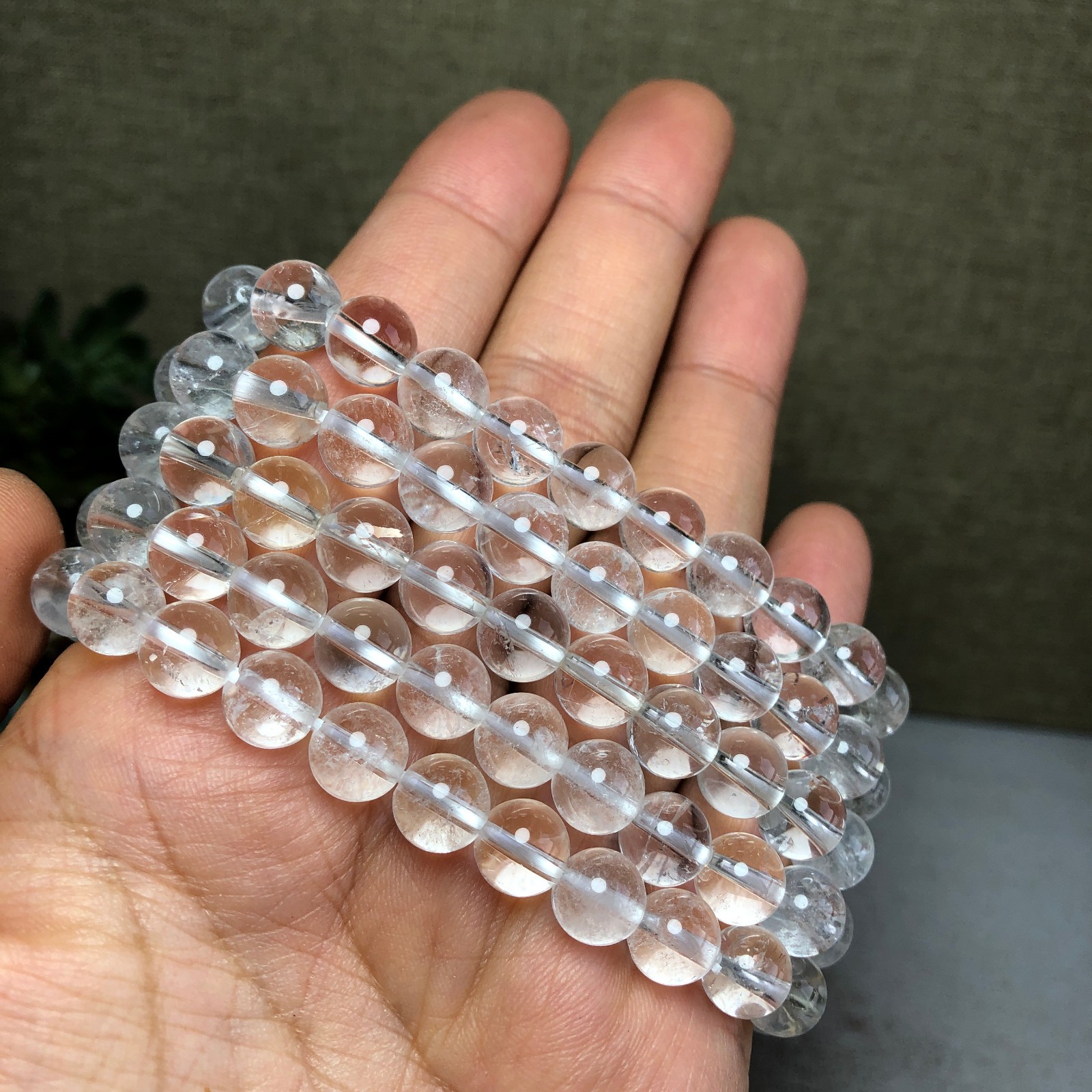 5pcs Natural white Crystal quartz chain beads bracelet 8mm 88g-90g A4769