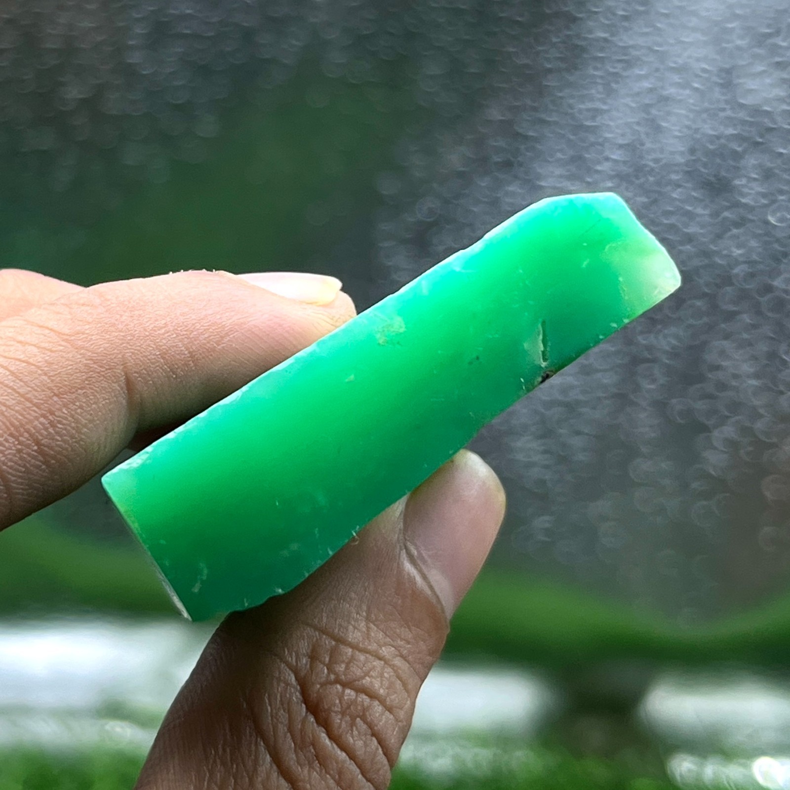 Rare Green Chrysoprase Rough Stone 284Ct Natural Gem Specimen Slice