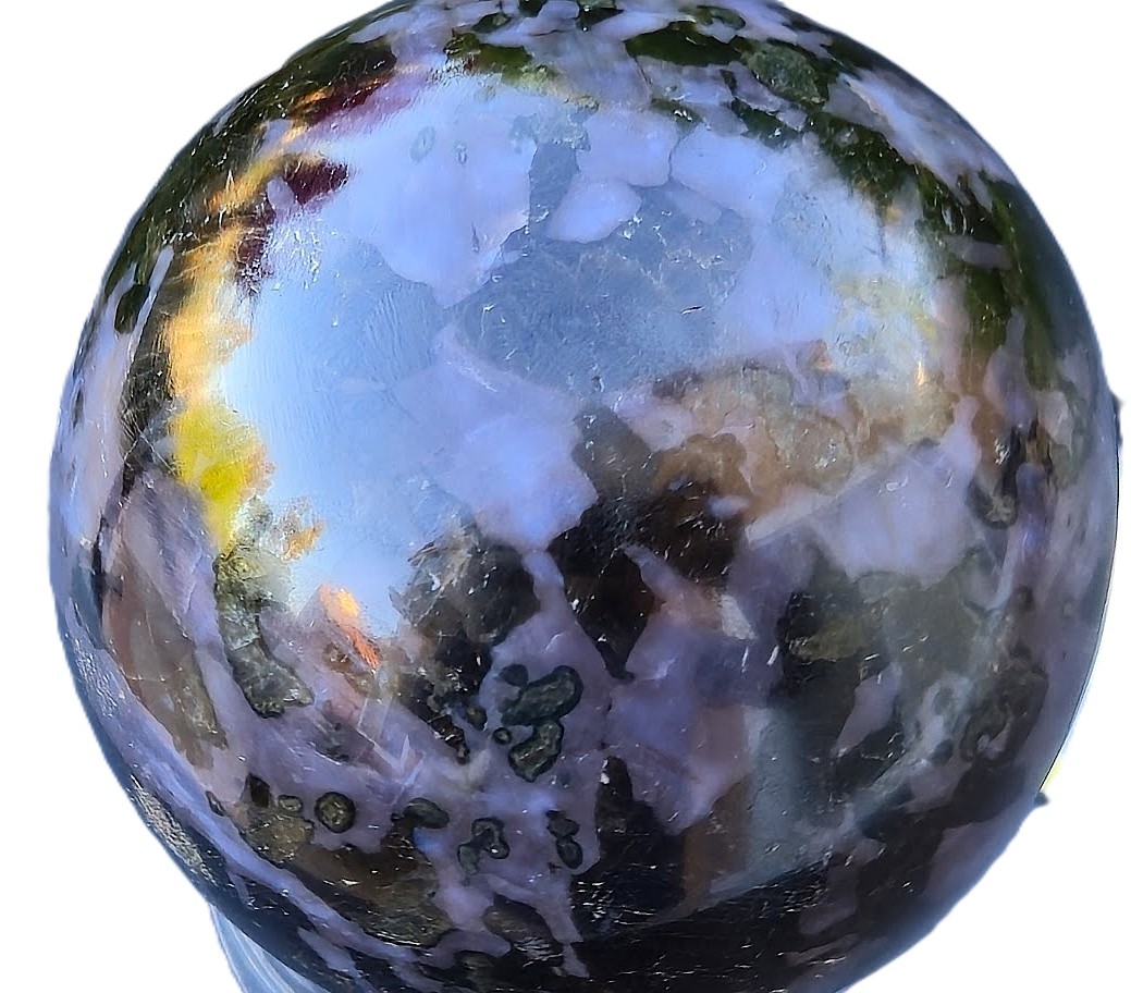 Mystic Merlinite Blizzard Stone Sphere Blue Indigo Gabbro (65 mm 417gm) Crystal