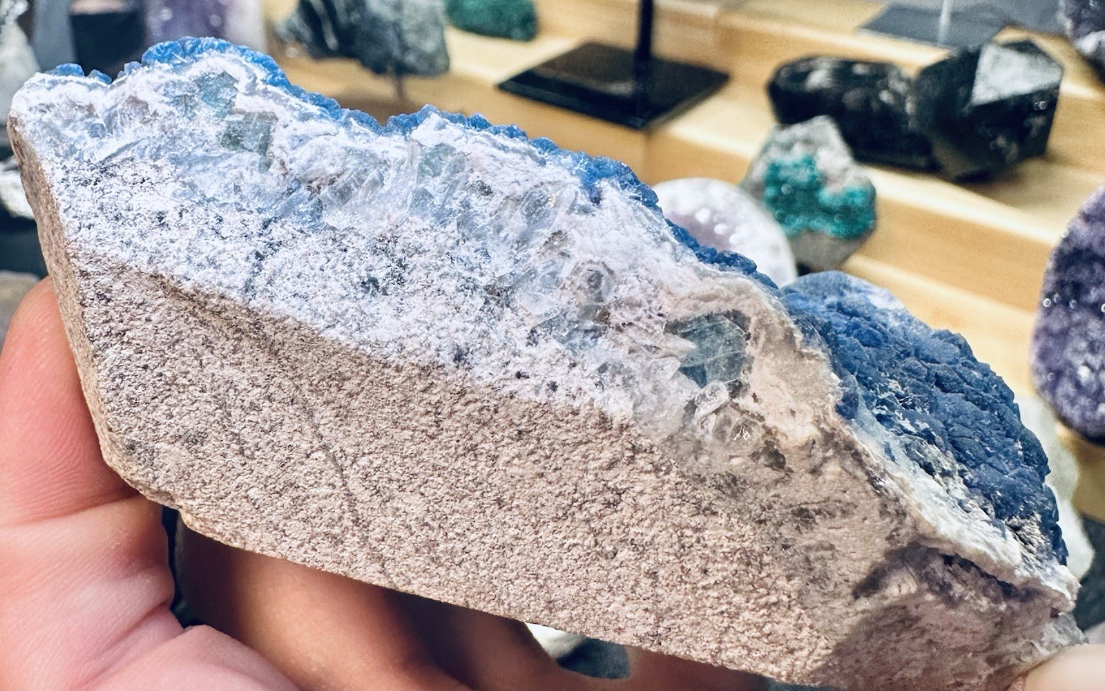 Large Blueberry Fluorite Crystal Cluster Specimen 6″ Natural Blue Purple Mineral