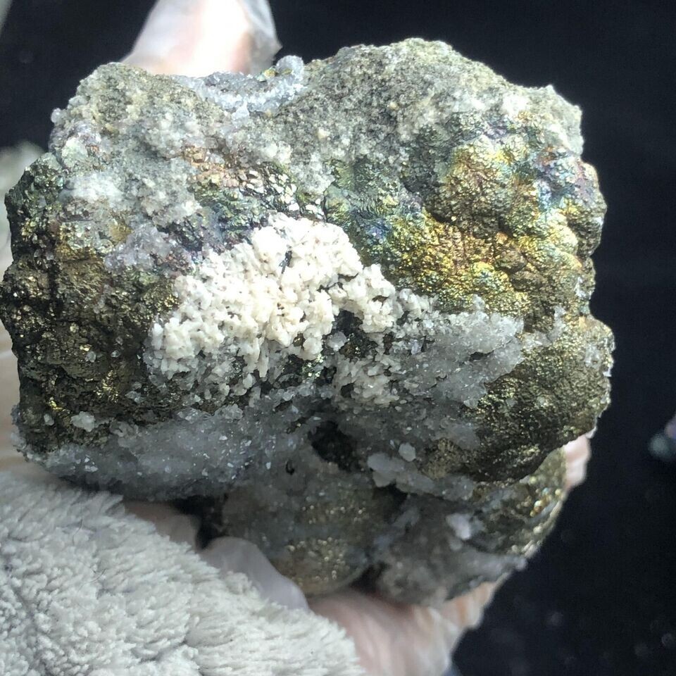 530g Rare Natural Spjerical Rainbows Pyrite & Quartz & Dolomite Mineral Specimen