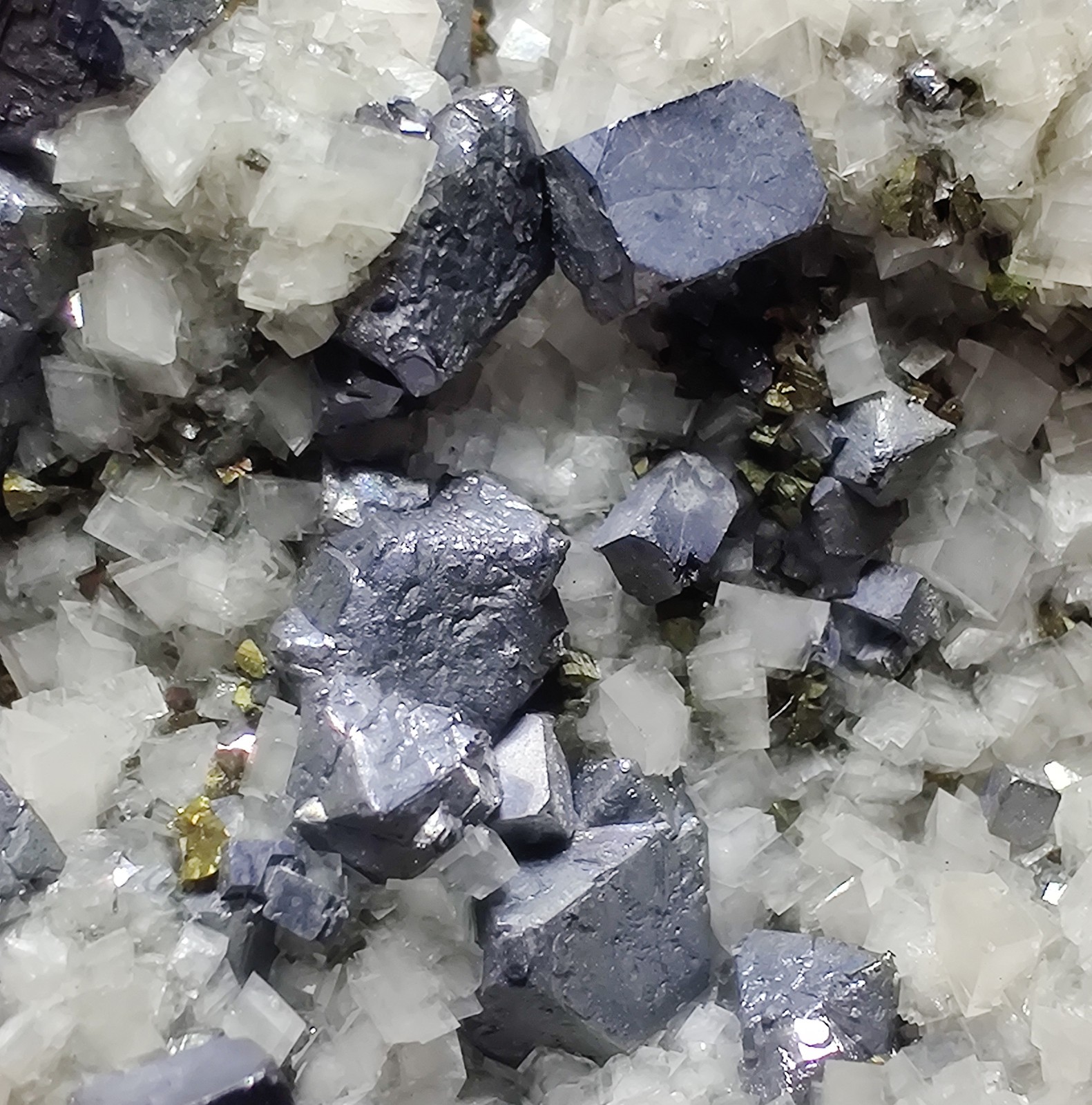 Galena with Dolomite, Chalcopyrite crystals. Viburnum Trend, Missouri. 59 grams.