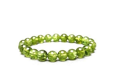 Certified Natural Peridot Bead Bracelet Green Gemstone Stretch Bracelet Unisex