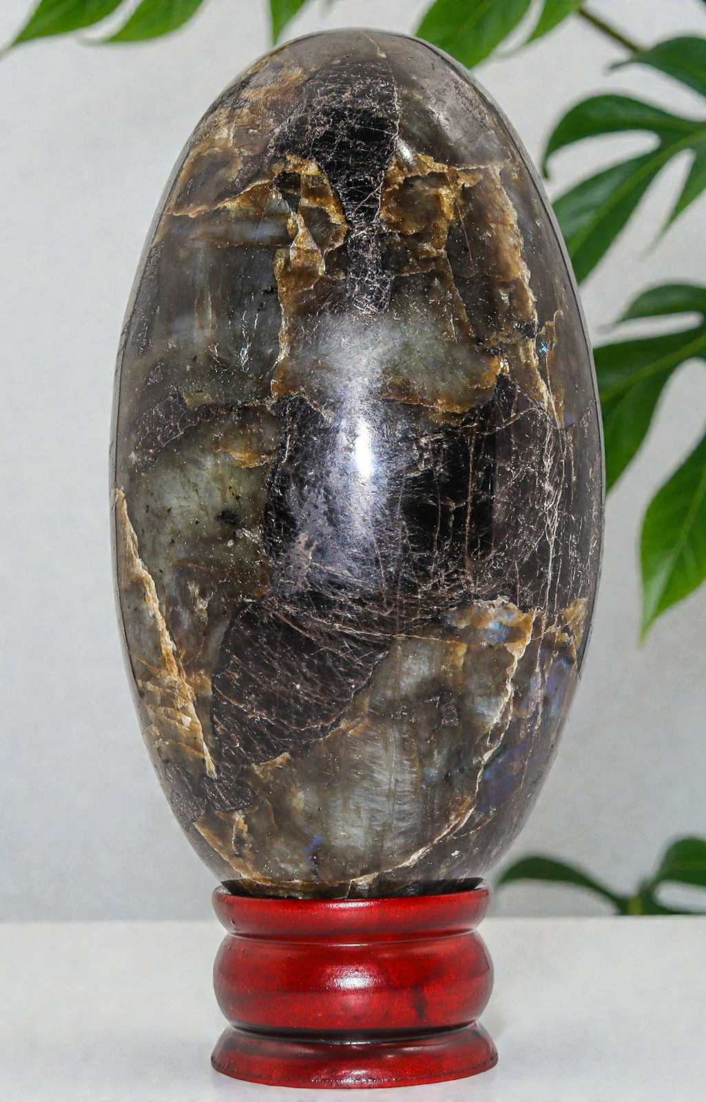 Flashy Green LABRADORITE Crystal Quartz Healing Energy Stone Lingam 180mm