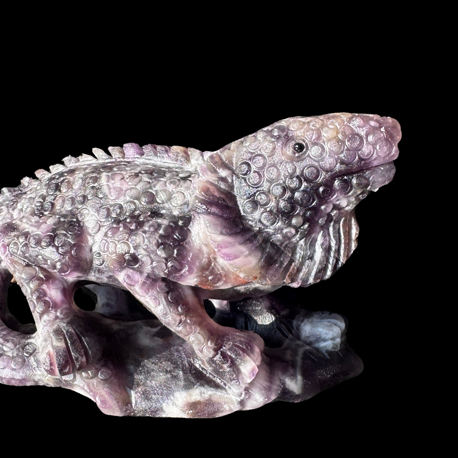 Auction: Hand Carved Dream Amethyst Lizard Sculpture – Spirit Animal, Free Shipp