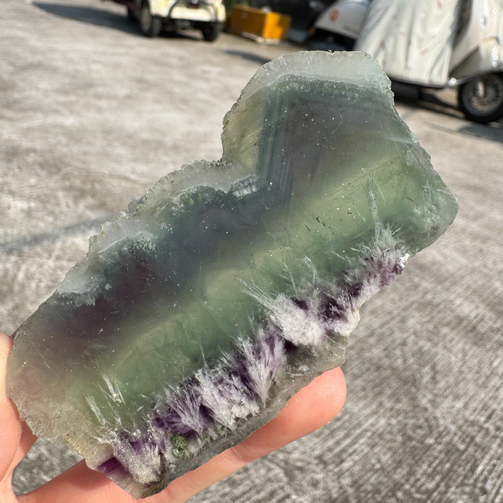 100G Natural feather fluorite crystal slice rough quartz crystal specimen healin