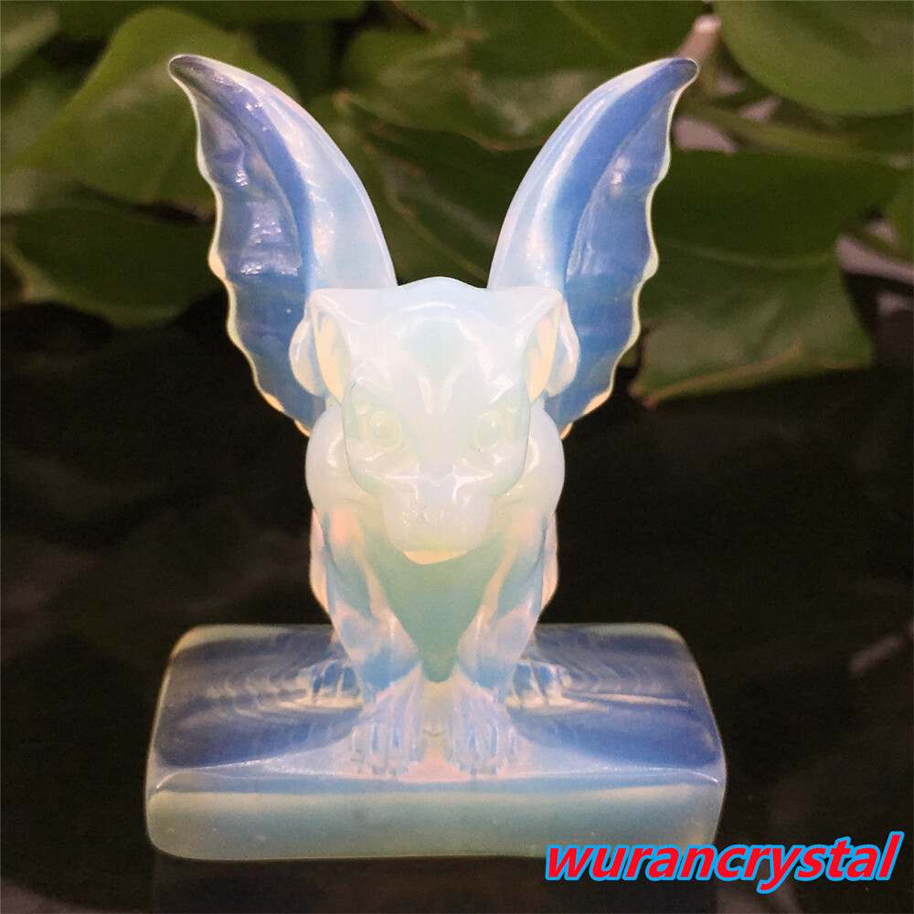 1pc Opalite Quartz Gargoyles Angel Skull point Crystal Carved Skull Healing Gem
