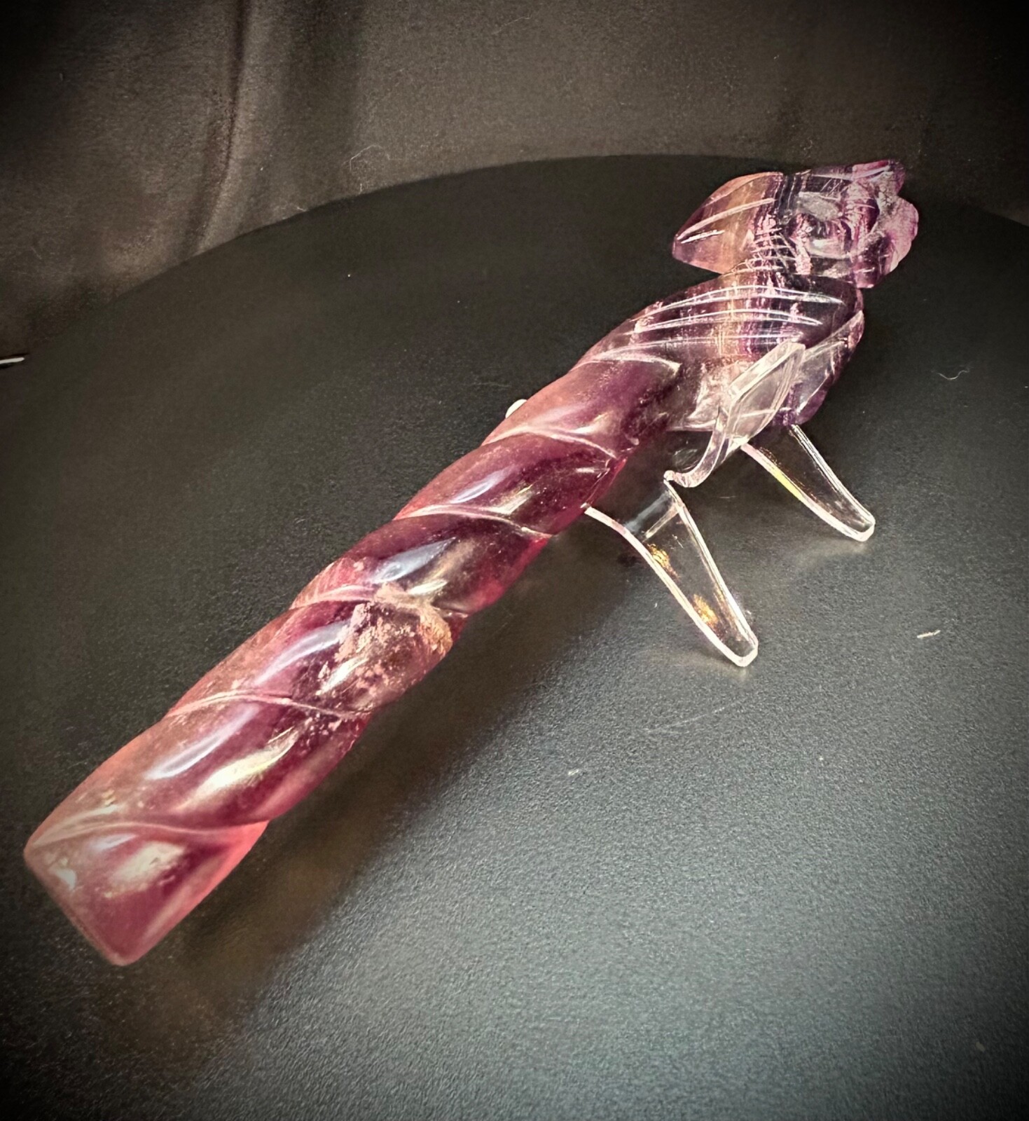 7.75″ Rainbow Fluorite Dragon Wand With Acrylic Stand 8.3oz