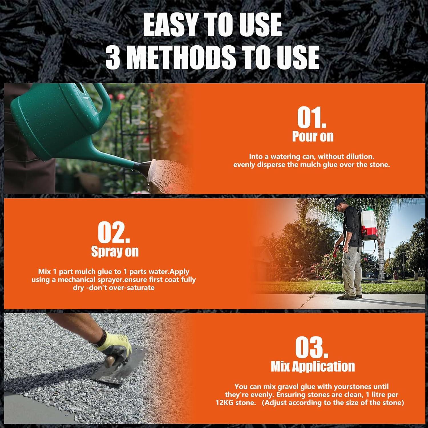 Mulch Glue for Landscaping, 32OZ Rock Glue, Fast-Dry Non-Toxic Weather-Resistant