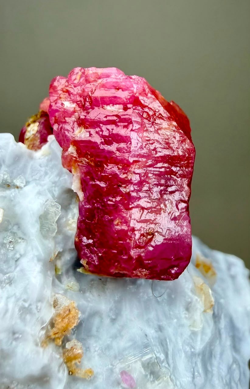 195 G , Rare!Natural Peigon Blood and Red Ruby Crystals on matrix ,Jegdalek @Afg