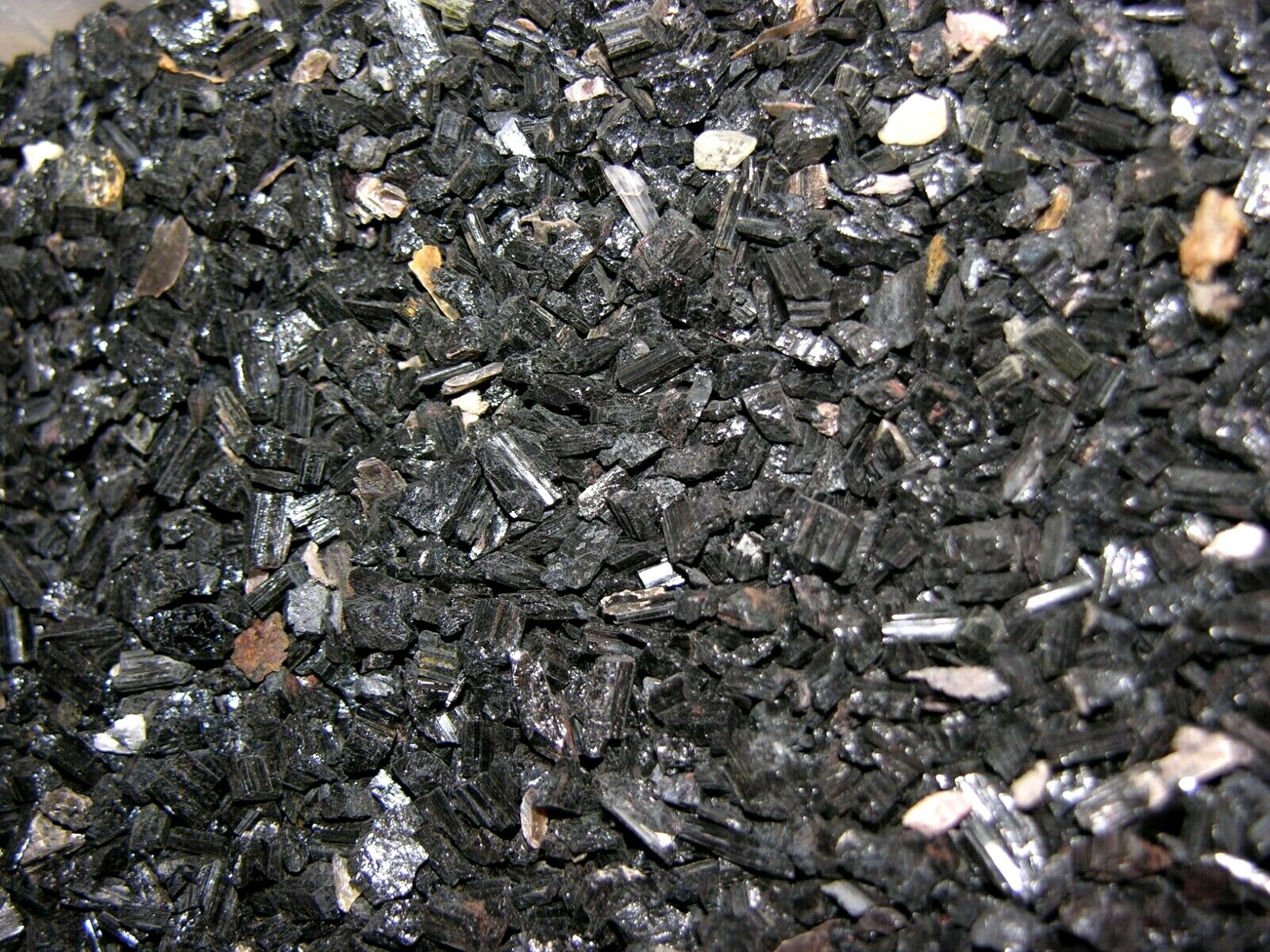 Black Tourmaline crystal Brazil small bottom of barrel 2 to 6mm 1/4 pound