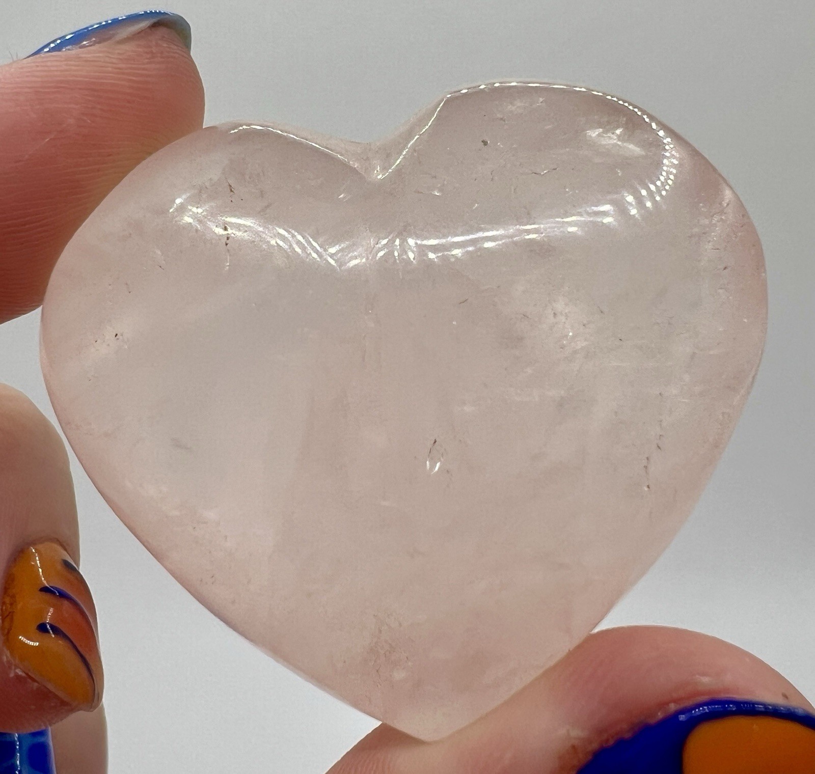 Rose Quartz Polished Pink Heart Crystal Stones and Matching Wand/Stick Set