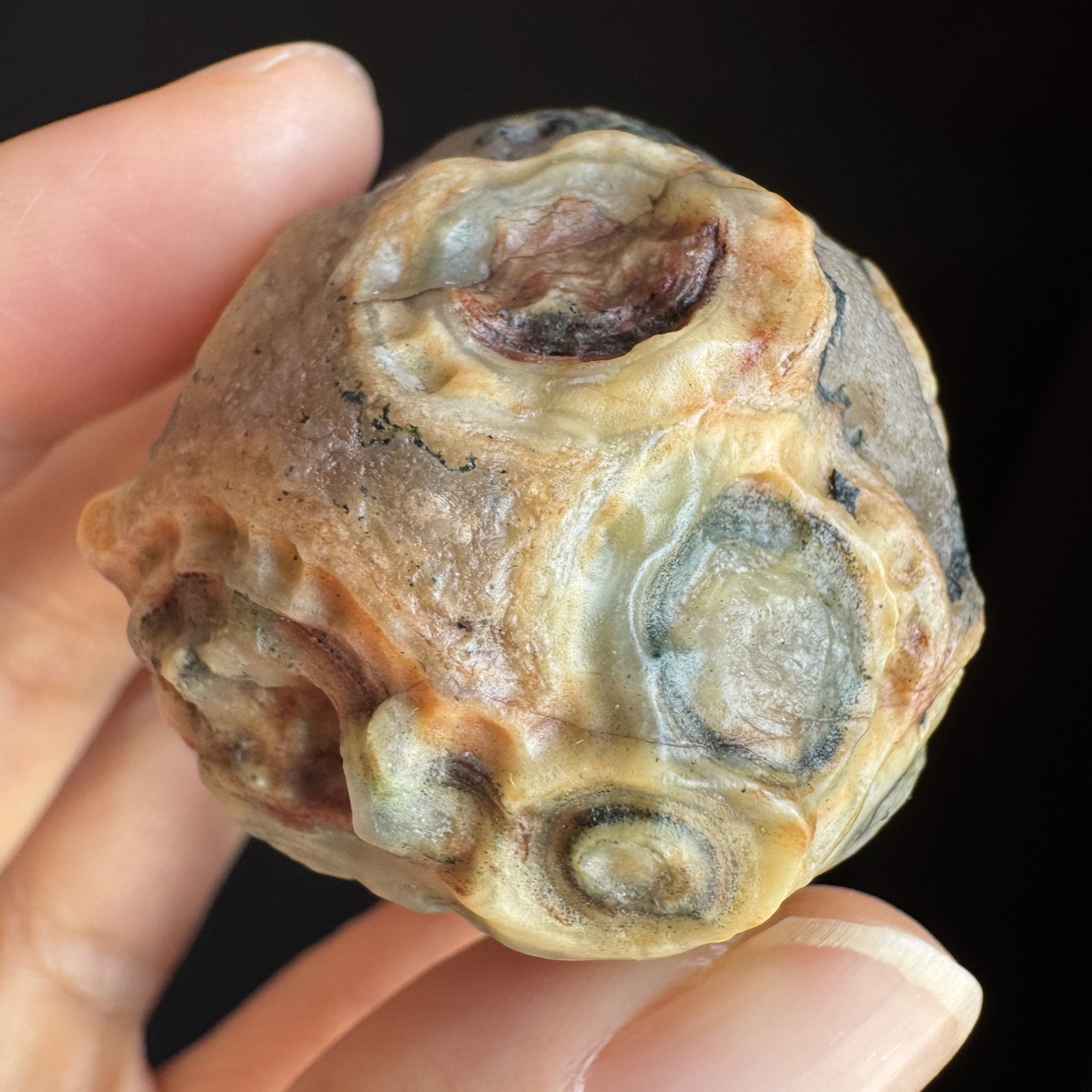 5cm/87g Natural Big Alxa Gobi Desert Colorful Eye Agate, Mongolia-1001