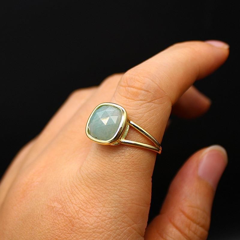 3-5PCS Natural crystal personalized retro natural stone square ring