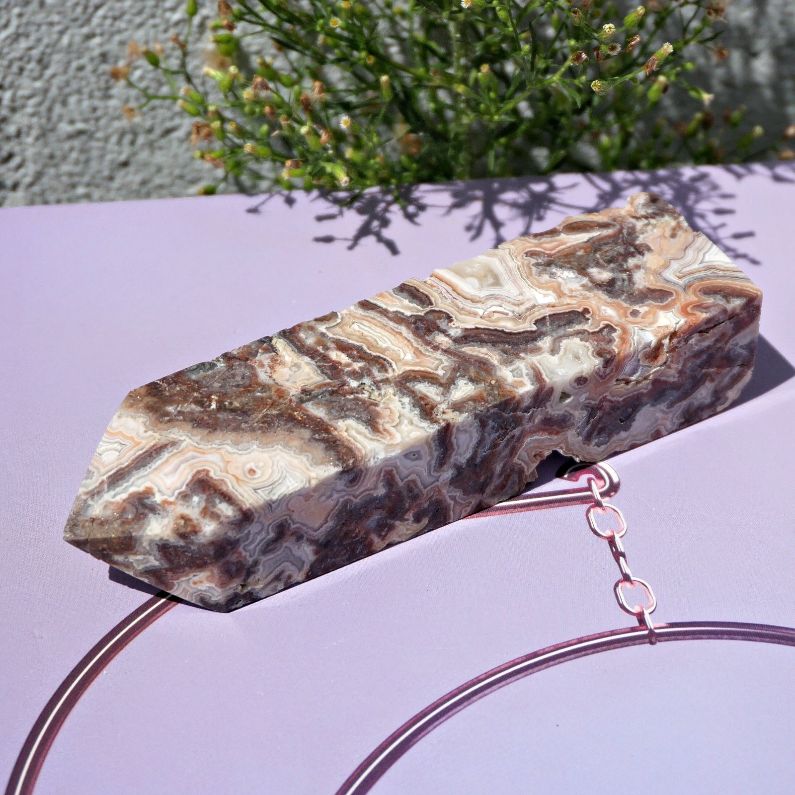 4.7″ Mexican Crazy Lace Agate Obelisk Crystal Tower Healing Joy Laughter Chakra