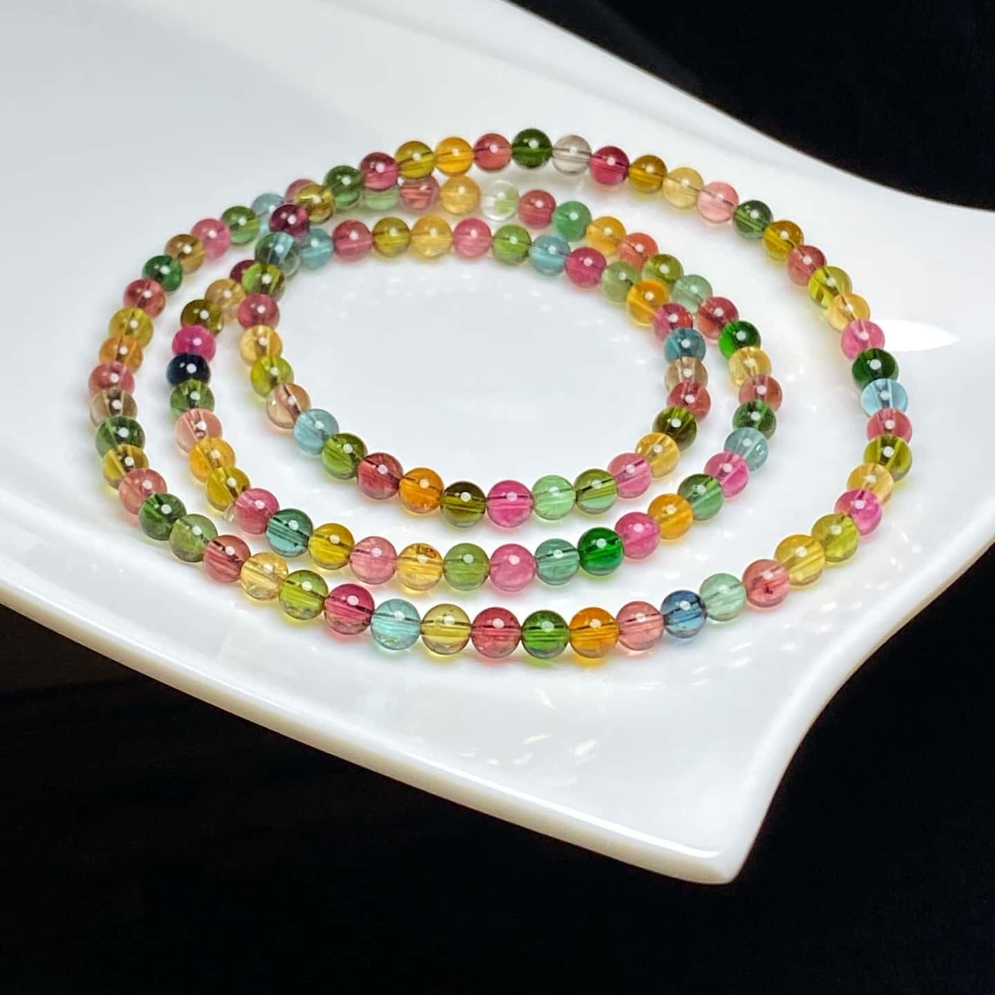 4.5mm Top Natural watermelon tourmaline quartz Crystal Bracelets Reiki Healing