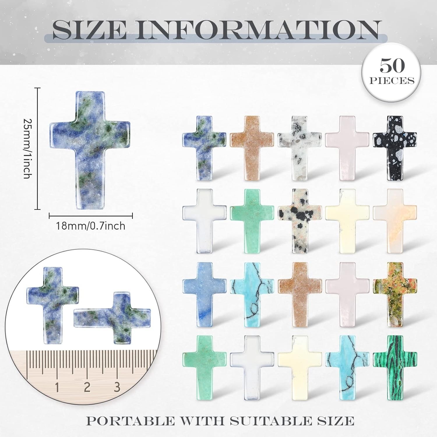 50 Pcs Cross Crystal Stones Bulk Natural Quartz Wall Decor Worry Stones