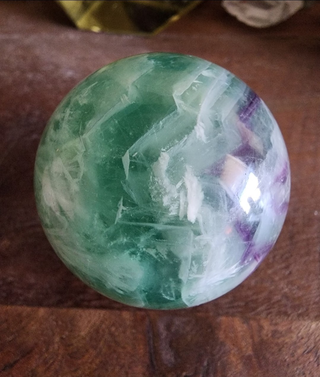 Natural Feather Fluorite Quartz Sphere Crystal Ball 50mm