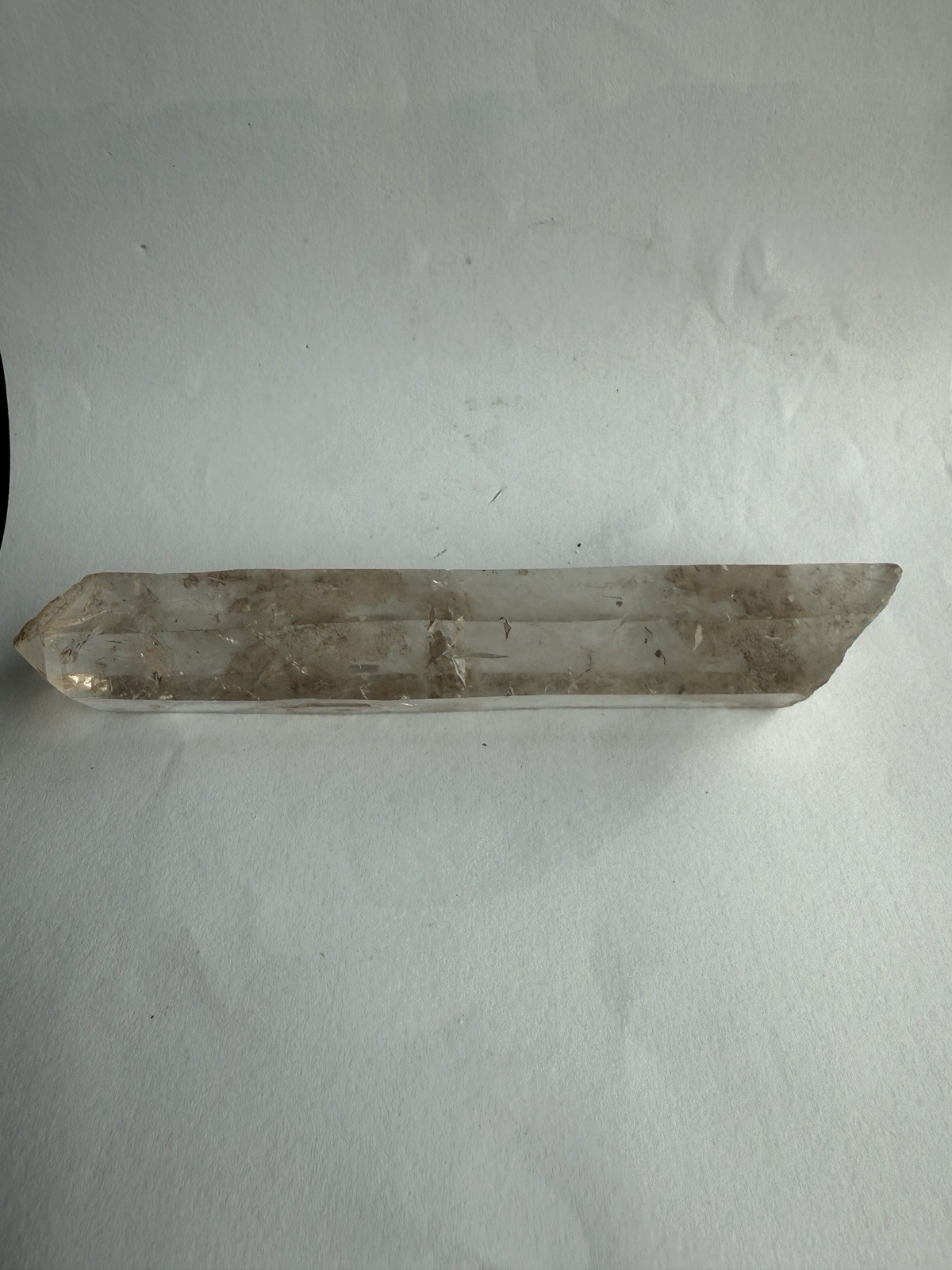 Natural Clear Smoky Quartz Crystal Point Wand 214g 6.5″ Raw Mineral Specimen