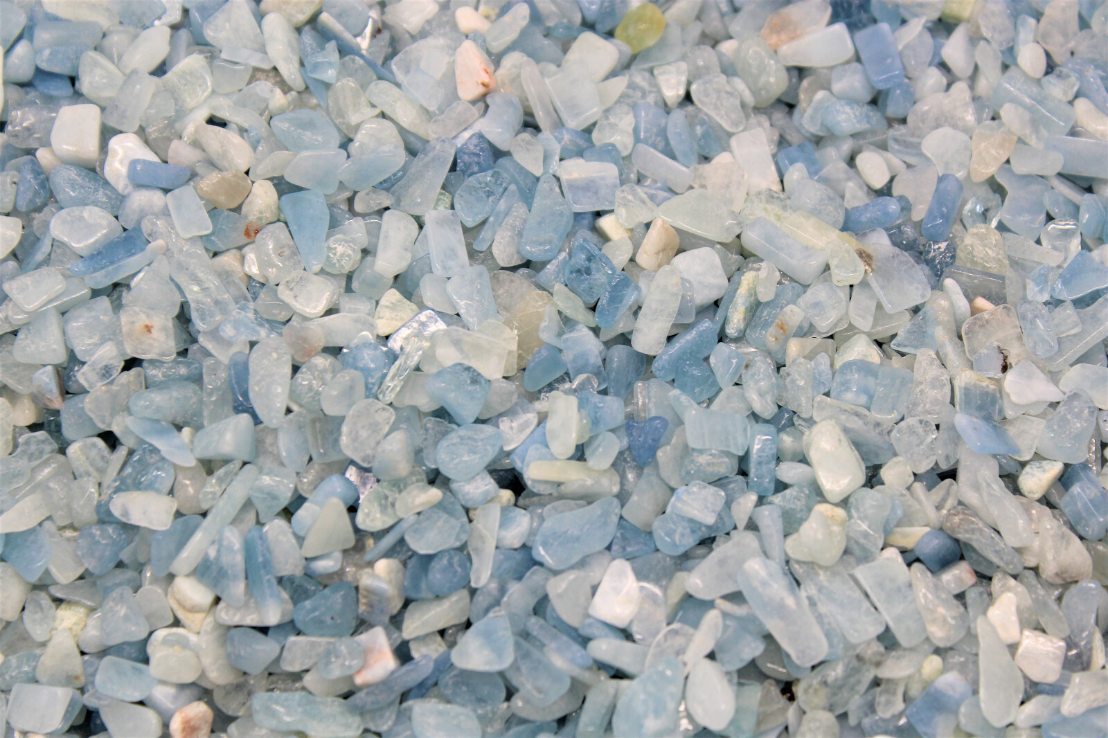Aquamarine Semi Tumbled Gemstone Mini Chips 6-8 mm, ‘A’ Grade Wholesale Bulk Lot