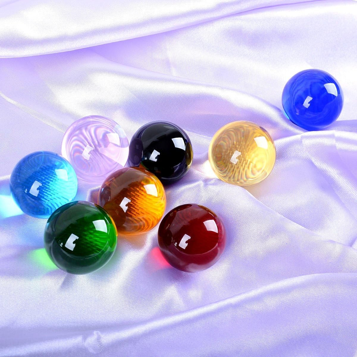 LONGWIN 8pcs Multicolor 40mm(1.6inch) Crystal Solid Ball Glass Sphere Gemston…