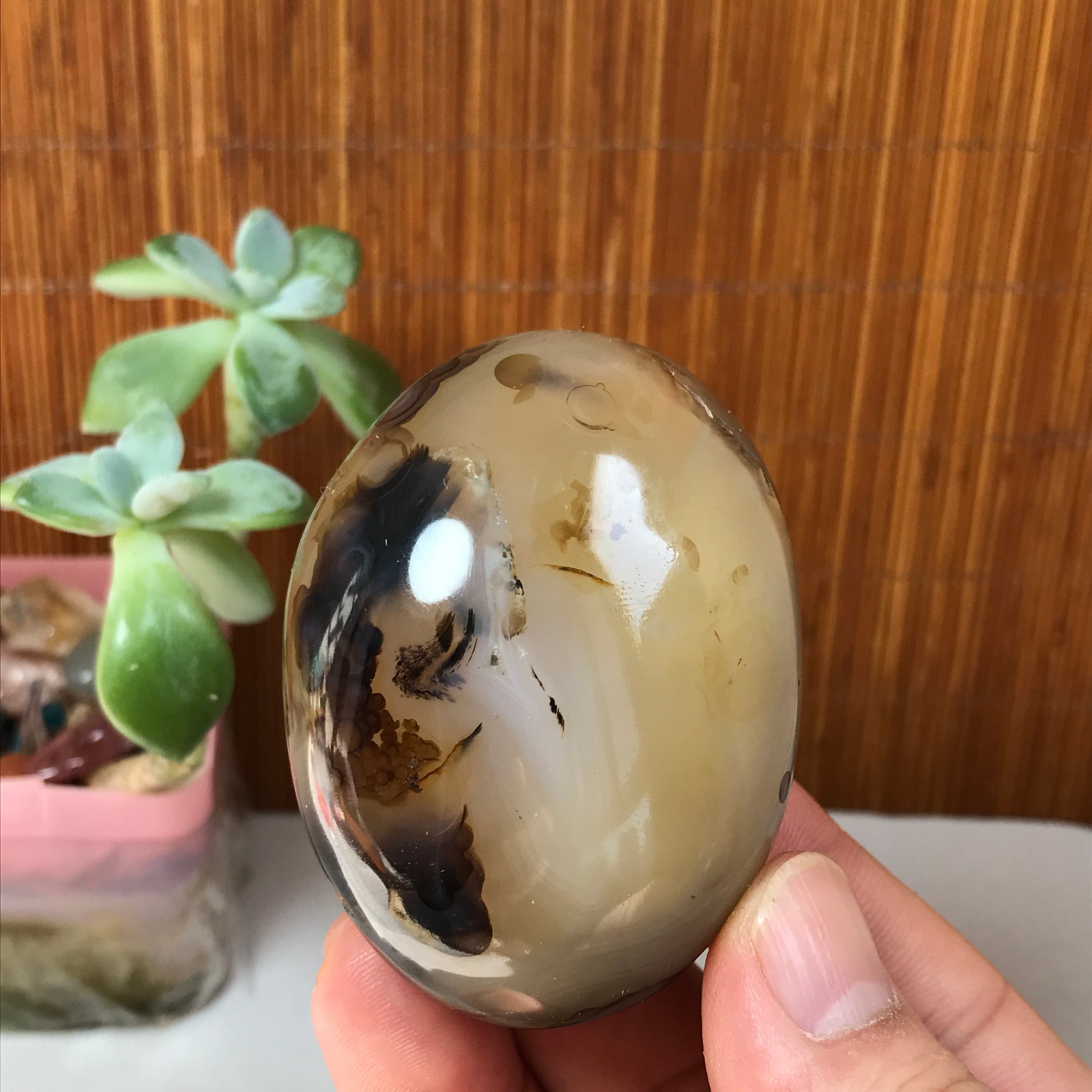 63-48-35mm Natural aquatic plants agate pretty Crystal specimens 145g A1882