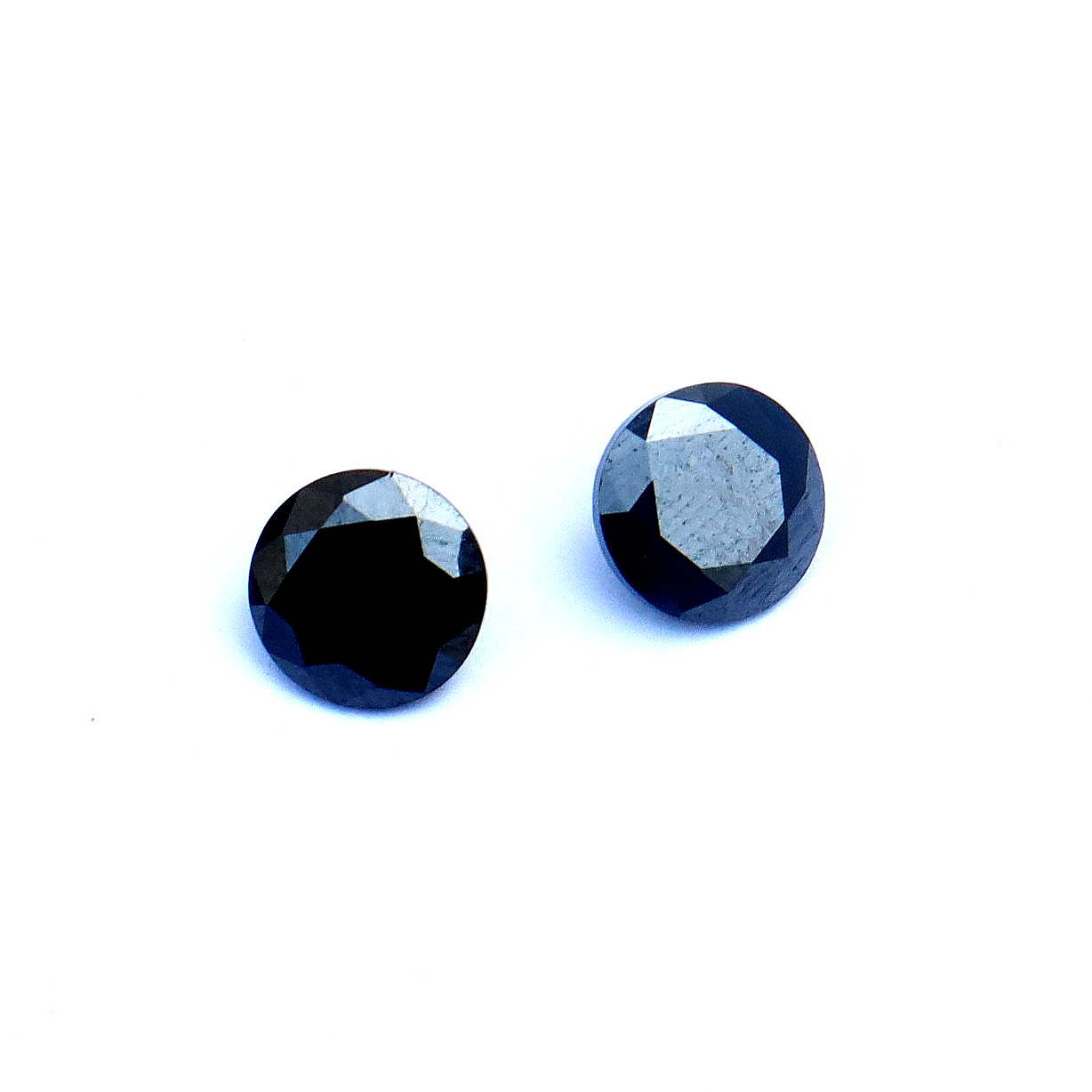 Natural Black Color Loose Moissanite Pair Round Shape Gemstones 2.65 CT