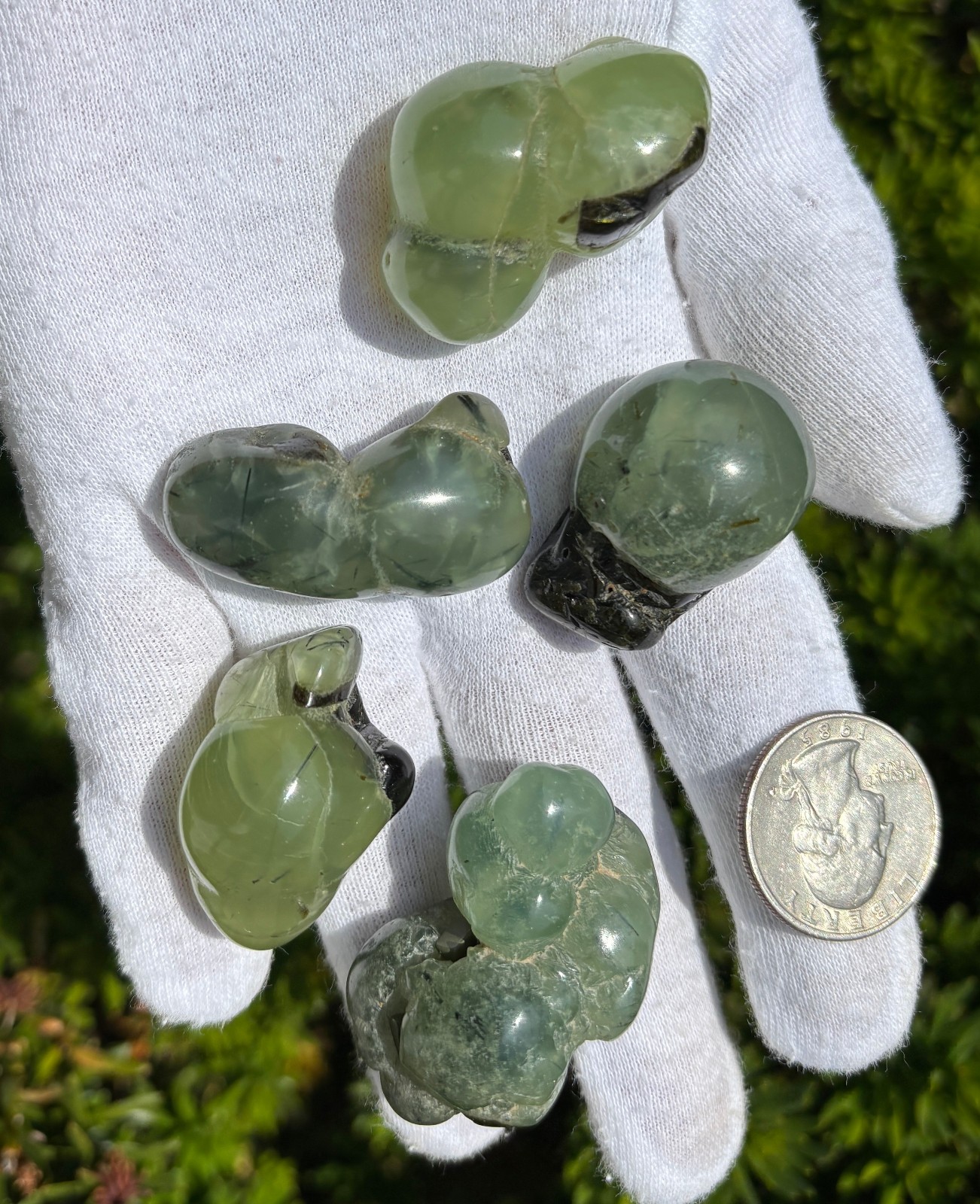 USA SALE 120g LOT 5 PREHNITE & EPIDOTE BOTRYOIDAL TUMBLES TUMBLE STONE STONES