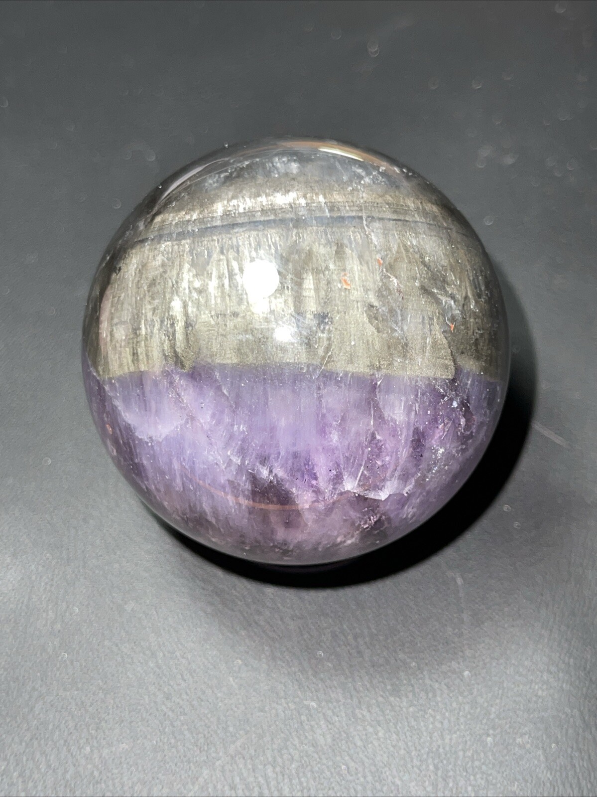 Auralite 23 Crystal Sphere Ball Orb Excellent Flash And a Rainbow 52.2mm 196g