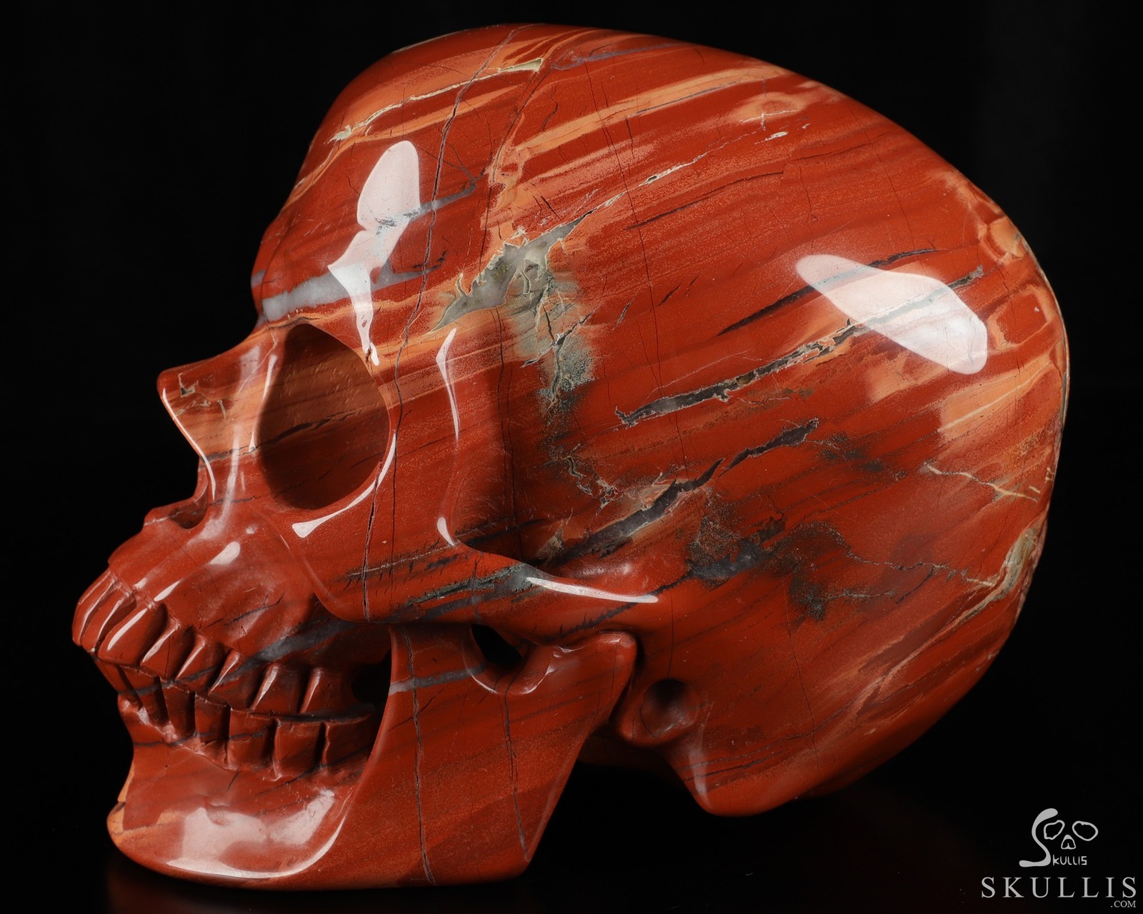 Lifesized 7.0″ Red Jasper Carved Crystal Skull,Super Realistic, Crystal Healing