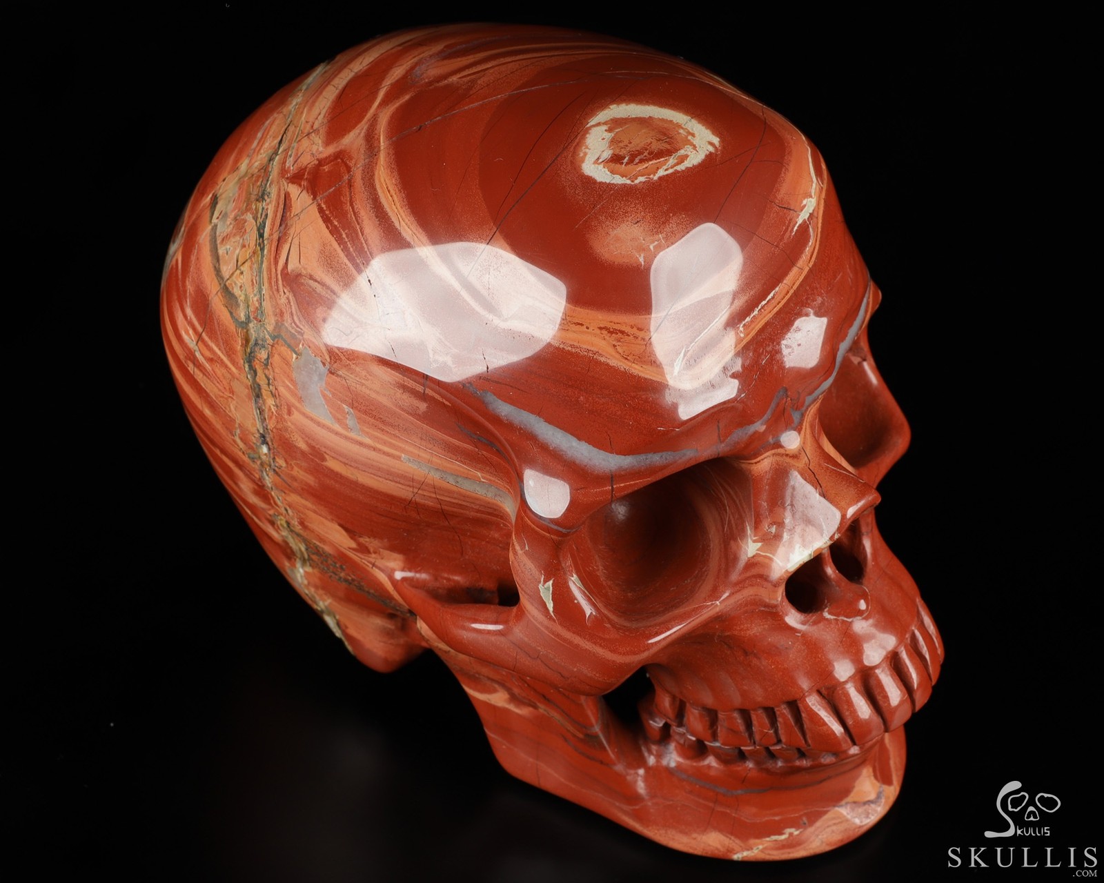 Lifesized 7.0″ Red Jasper Carved Crystal Skull,Super Realistic, Crystal Healing