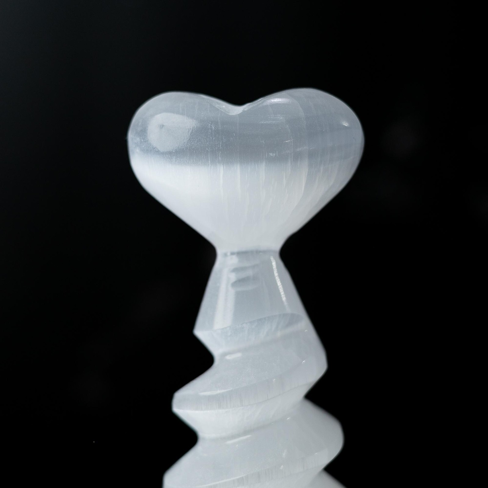 Selenite Spiral Tower Heart Top Natural Crystal Decor Stone Gift Choose Size