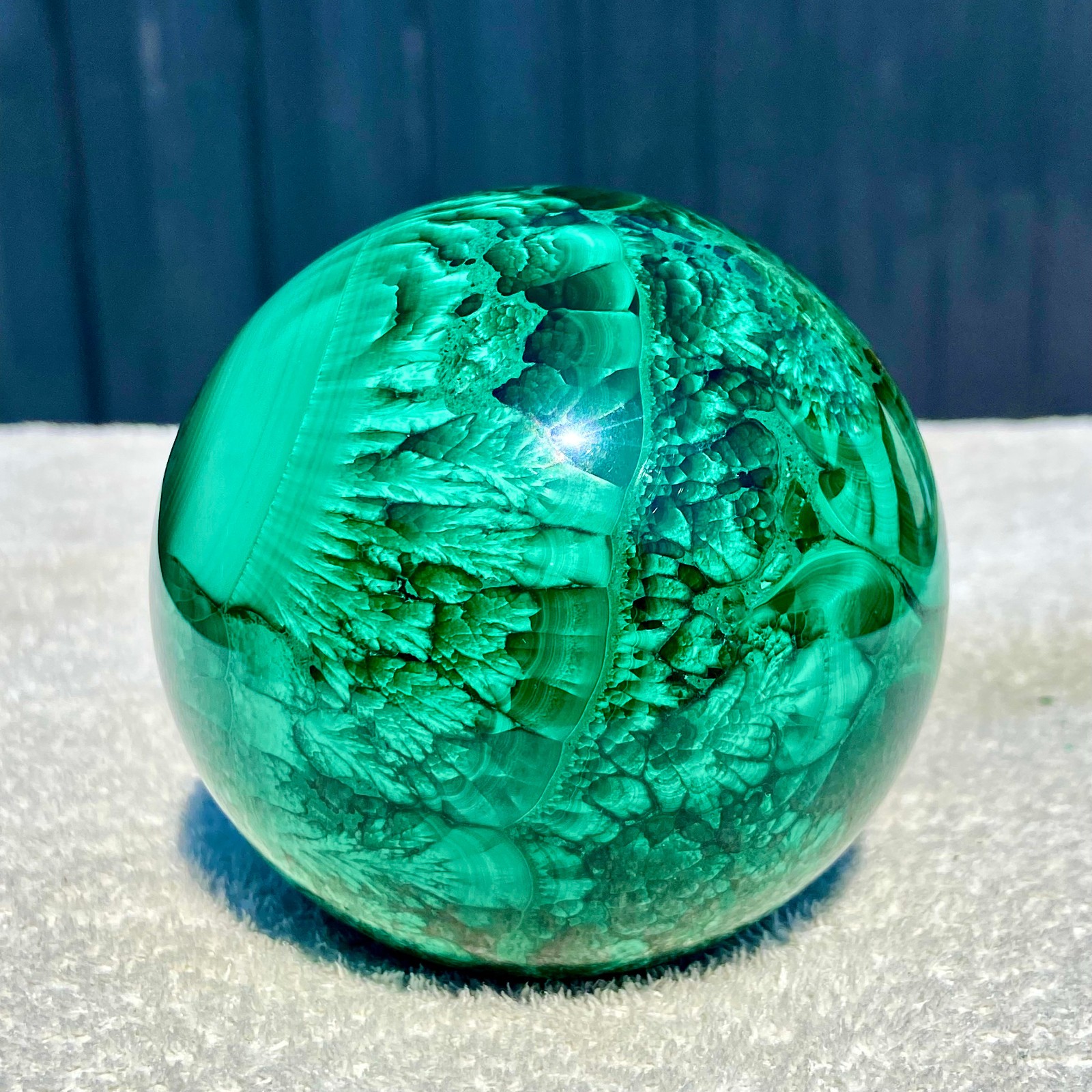 2.7LB Rare Natural Malachite Quartz Hand Carved Sphere Crystal Healing