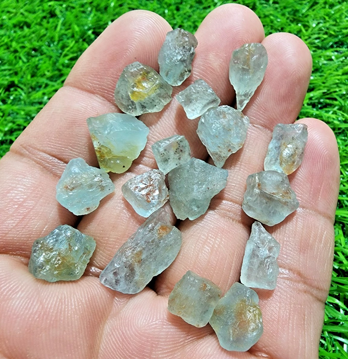 17 Pcs Lovely Blue Aquamarine Gemstone Rough Lot 8-16mm Aquamarine Raw Stones