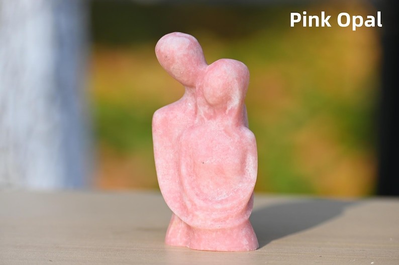 3″ Natural Quartz carved Lovers Reiki Healing Crystal Decor Ornament Gift 1pc
