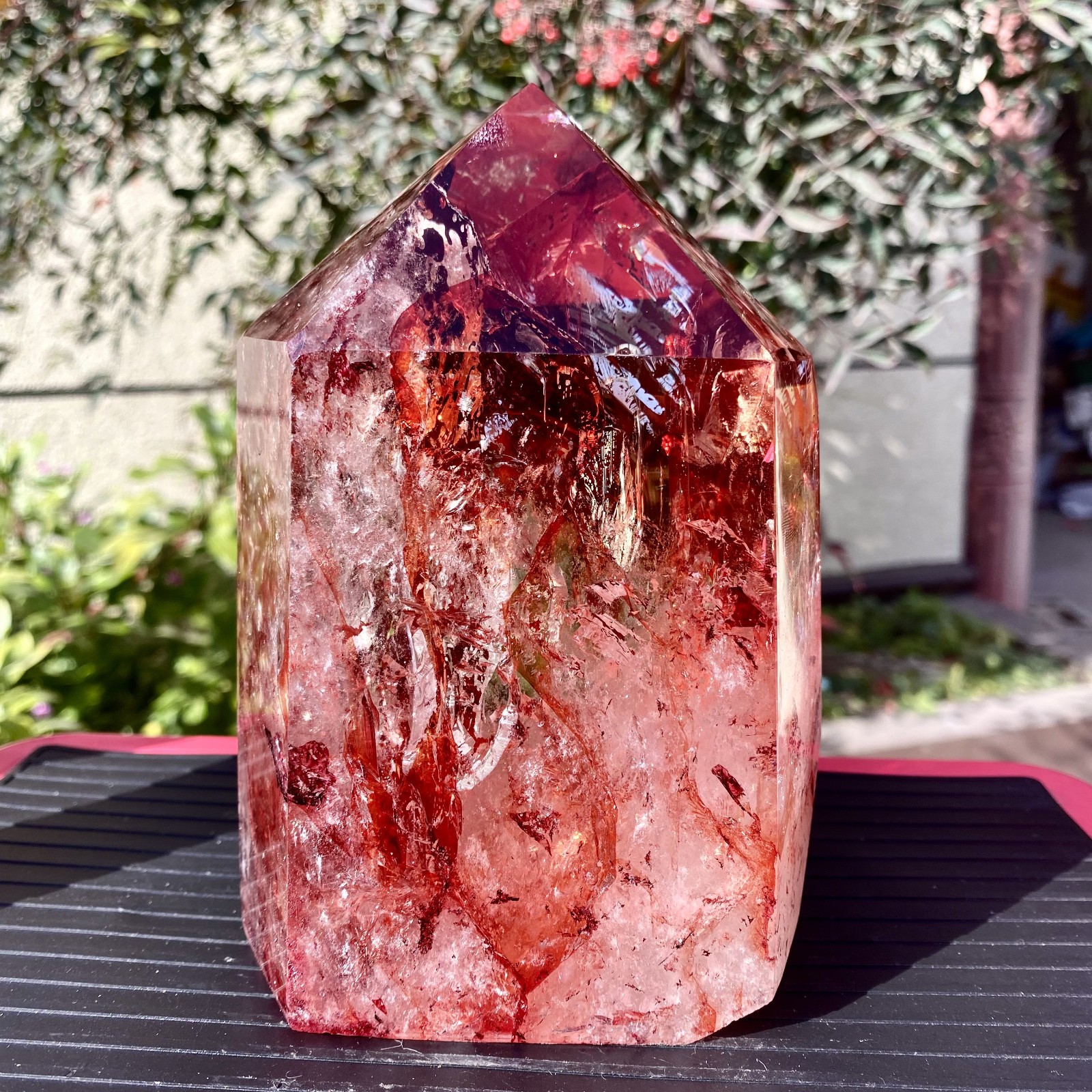 3.92LB Natural Crystal Red Ghost Quartz Mine Crystal Tower Decoration-