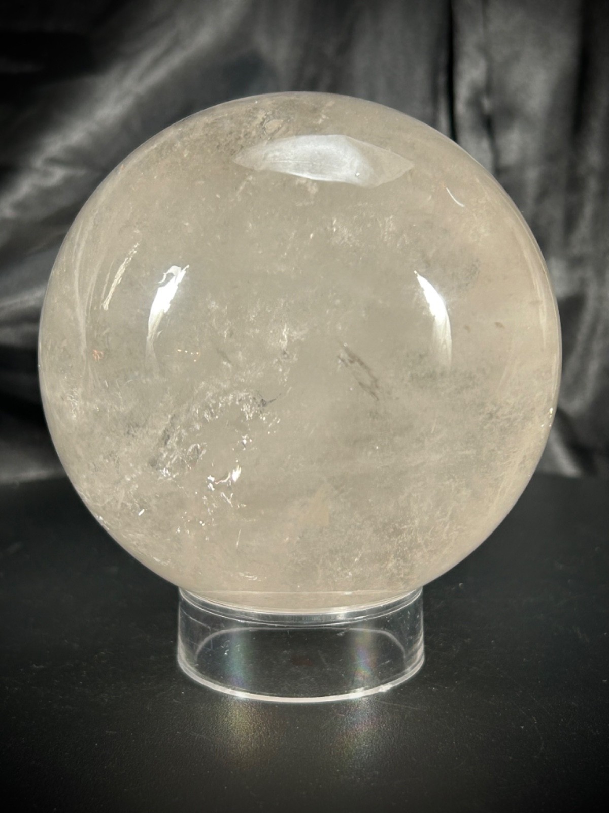 3.5″ Clear Quartz Sphere With Acrylic Stand 2lb 3.2oz (1kg)