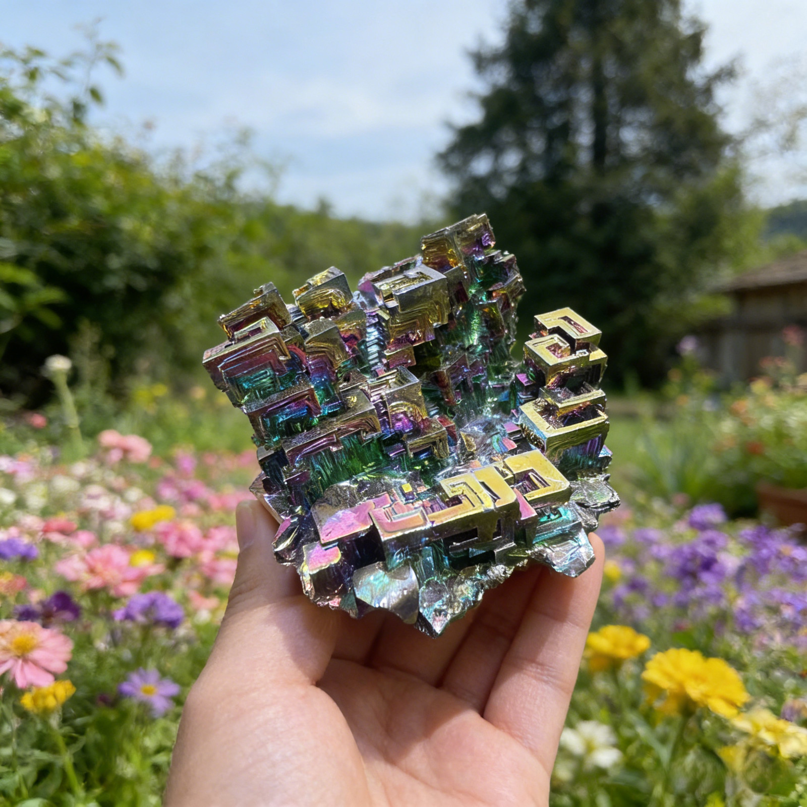 Natural Stone Bismuth Rainbow Aura Charm Specimen Crystal Cluster Reiki specimen