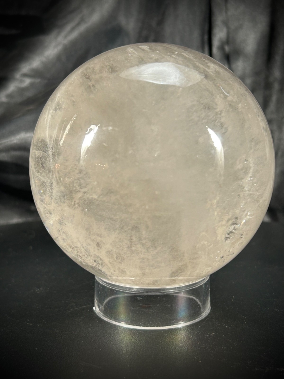 3.5″ Clear Quartz Sphere With Acrylic Stand 2lb 3.2oz (1kg)