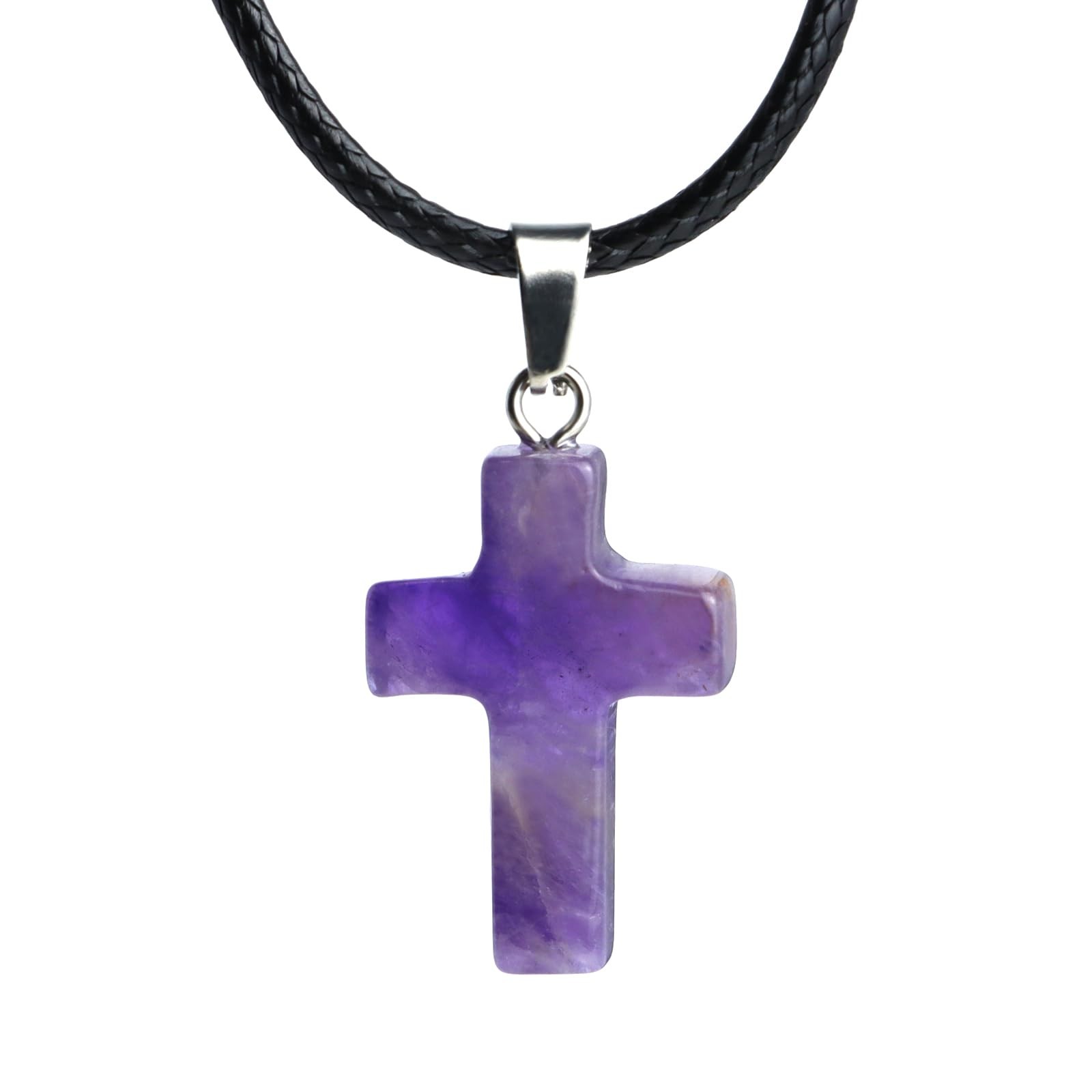 Amethyst Cross Necklace for Women, Christian Gifts for Men, Crystal Cross Pen…