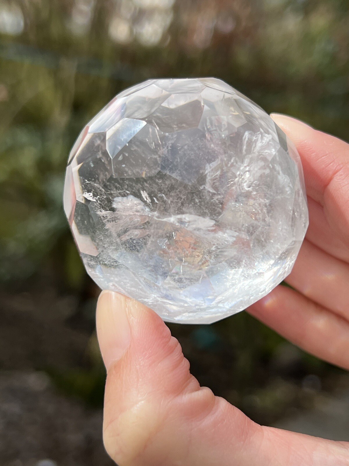 Clear Quartz Hand Faceted Large Crystal Ball AAA+ 47mm Diameter Freestanding 19