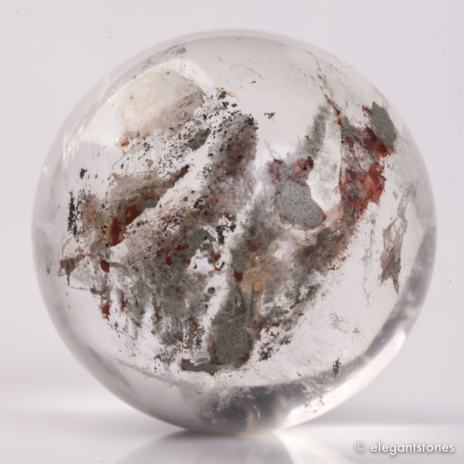 68g36mm Natural Garden/Phantom/Ghost/Lodolite Quartz Crystal Sphere Healing Ball