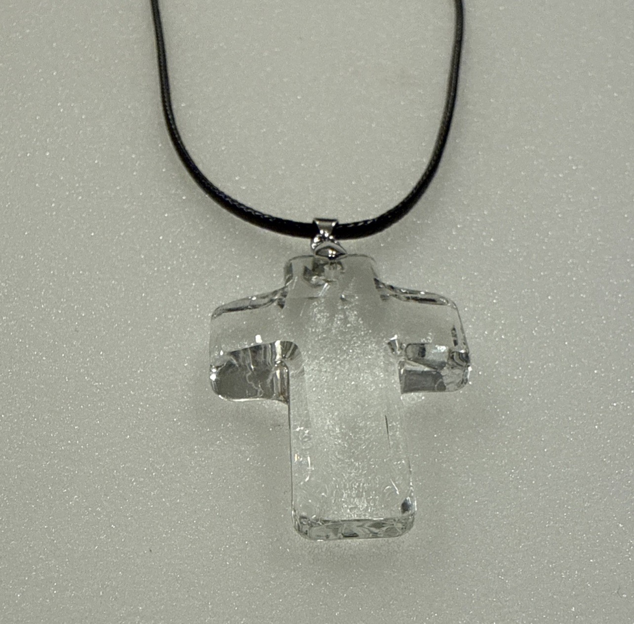 40x30mm Clear Crystal Cross- 16 inches Black Pendant/Necklace- New